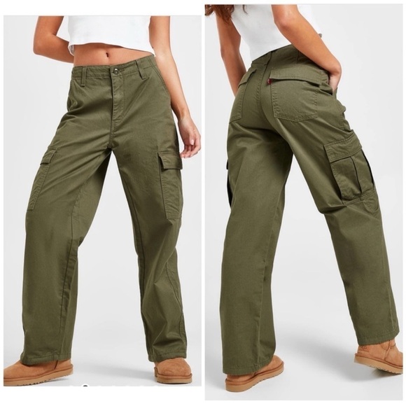 Levi's Women's Size 31 The 94' Baggy Utility Pants Green Loose Fit - Picture 1 of 6